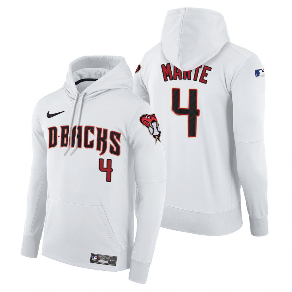 Men Arizona Diamondback #4 Marte white home hoodie 2021 MLB Nike Jerseys